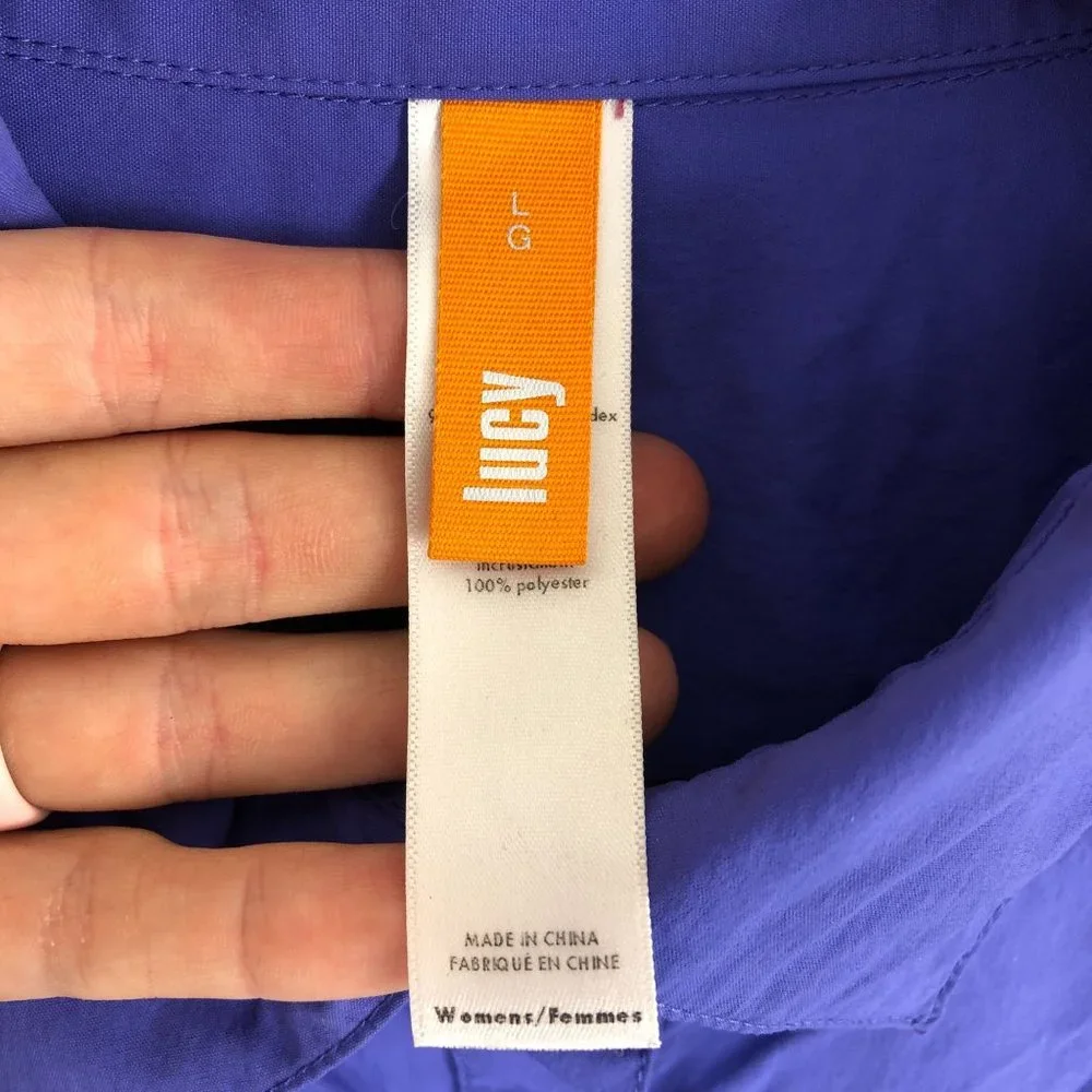 Lucy Women's Size Large Purple Long Sleeve Button Down Shirt Collared - Picture 7 of 10